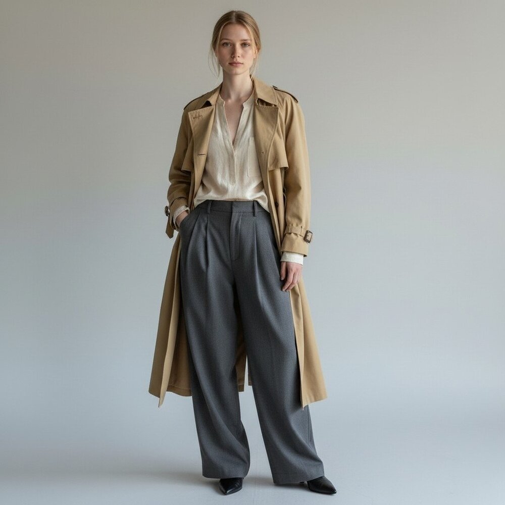 Vintage ETIENNE AIGNER Women’s Size 8 Tan Trench Coat Double Breasted Classic